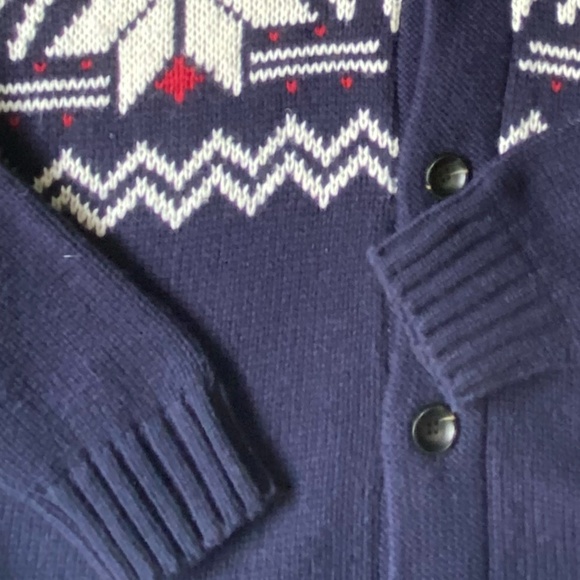 Daniel Hechter Blue Snowflake Wool Blend Holiday Shawl Collar Cardigan- Sz-L - Picture 3 of 13